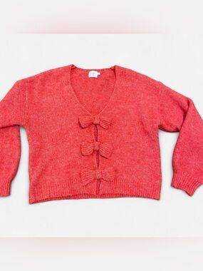 Luna Ivy red bow sweater Size M